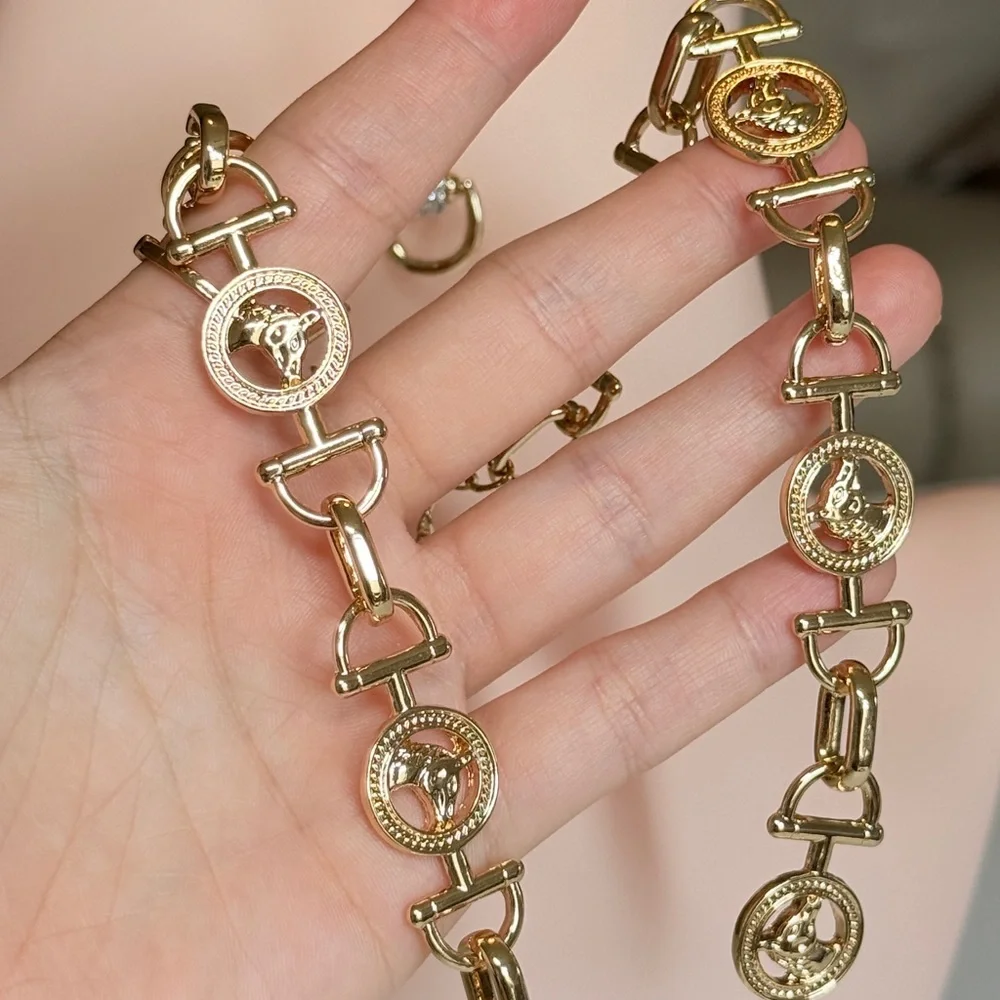 Gold Medallion Link Necklace - Women Jewelry